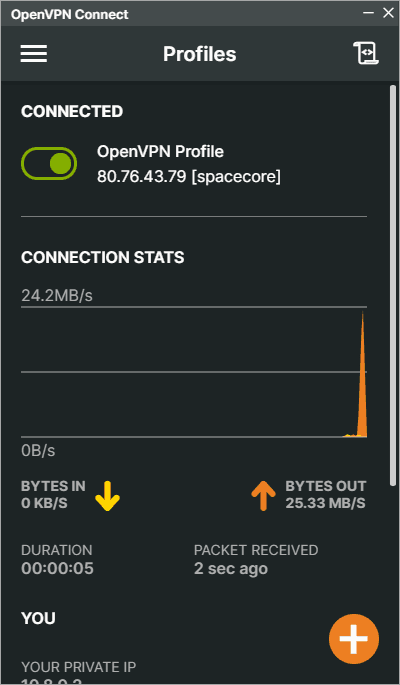 Трафик через туннель OpenVPN (ПК)